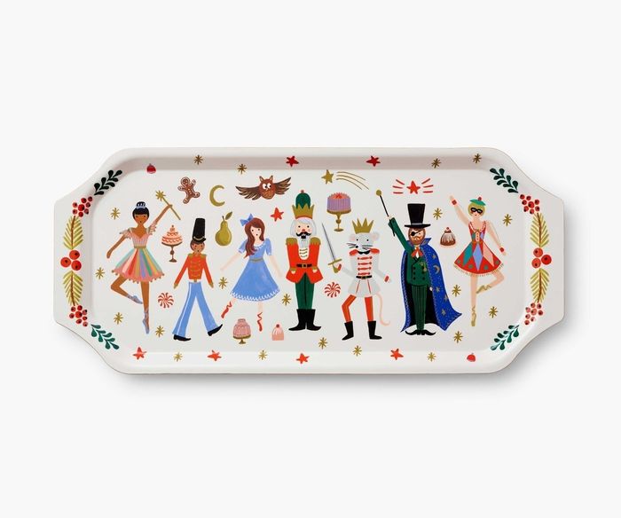 A Nutcracker-themed serving tray.