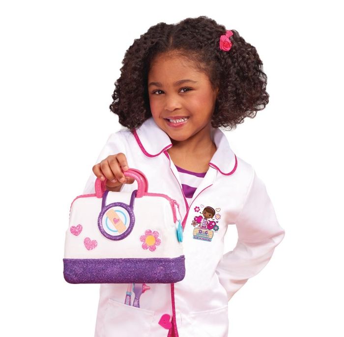 The play hospital bag with a stethoscope, thermometer, and syringe that includes lights and sounds