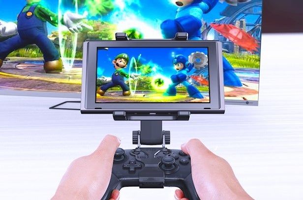 The Switch screen is mounted onto the controller.