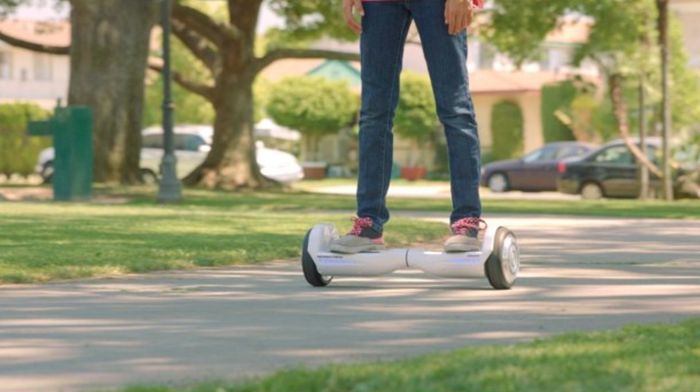 The white hoverboard ready for action