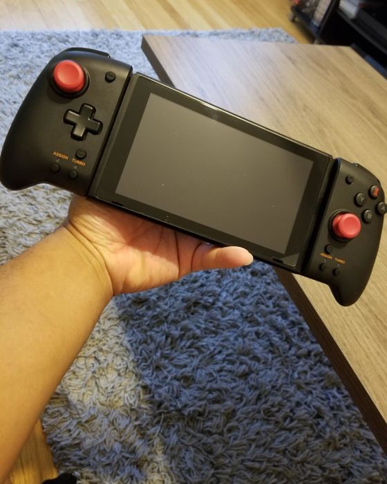 A reviewer proudly showcasing their controller.