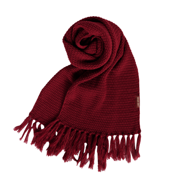 A red knitted scarf.