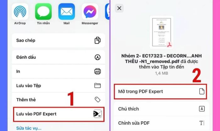 Mở tệp trong phần mềm PDF Expert