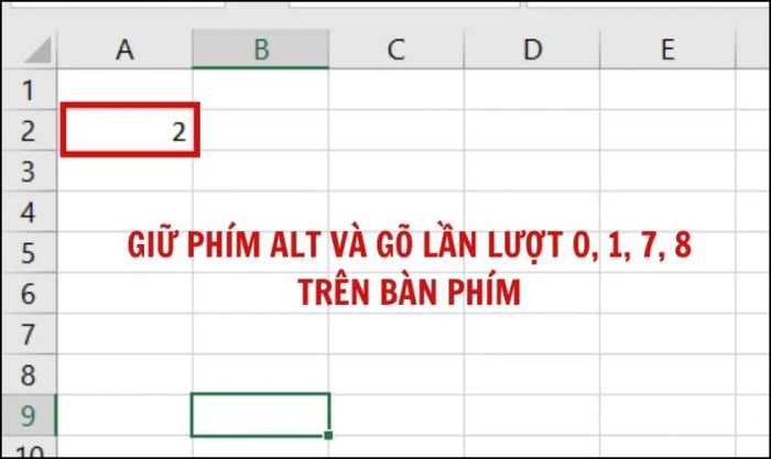 Cách viết số mũ trong Excel bằng phím tắt