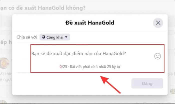 Viết cảm nhận của bạn và nhấn chọn mục Chia sẻ