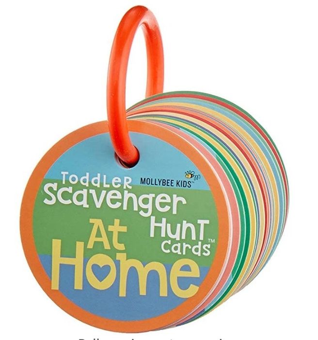 A household scavenger hunt card set designed for toddlers.
