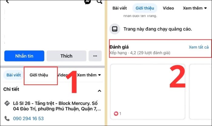 Cách đánh giá Fanpage trên Facebook qua điện thoại 