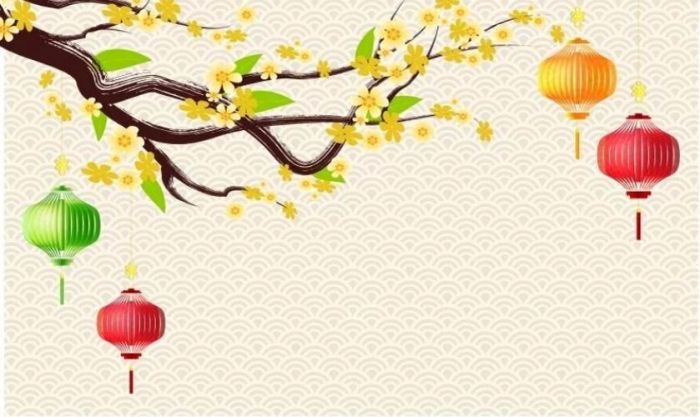 Hình nền hoa mai Tết PowerPoint cute và đáng yêu