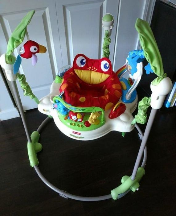 A photo from a reviewer showing the jumperoo in action.