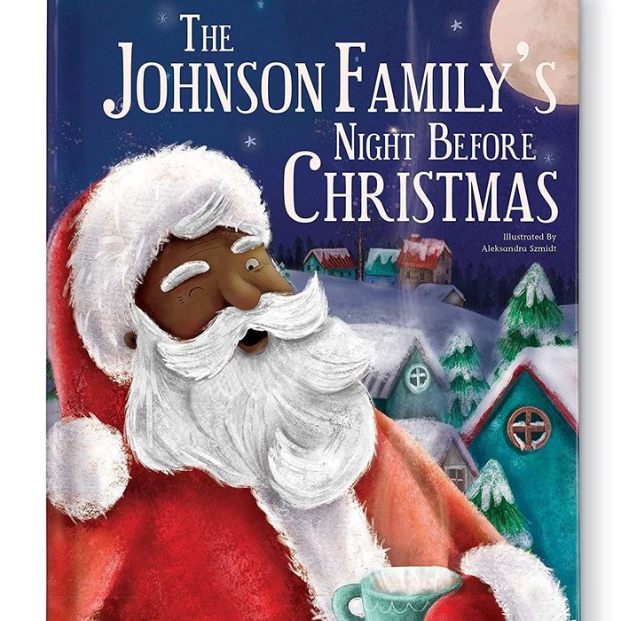 A book cover featuring Santa Claus, with the title 'The Johnson Family's Night Before Christmas'.