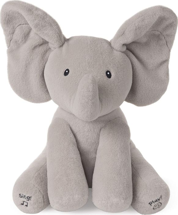 The soft grey elephant plush toy.