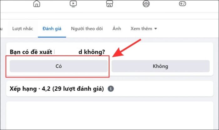 Chọn Có trong mục Bạn có đề xuất… không