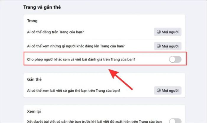 Chuyển thanh công tắc sang phải