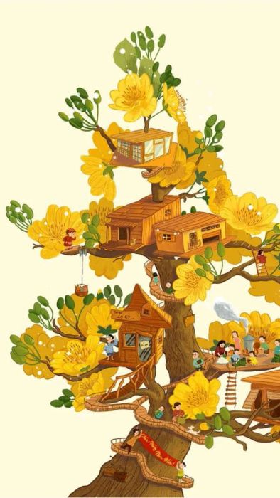 Hình vẽ hoa mai cho điện thoại