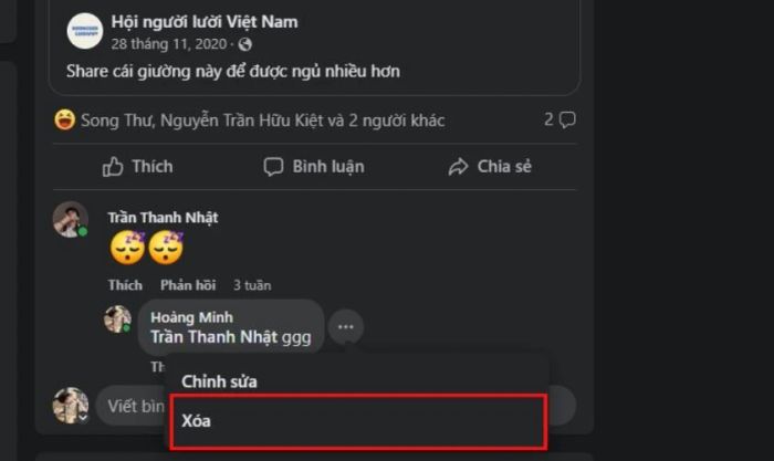 Cách xóa bình luận trên Facebook của bạn và người khác trên máy tính