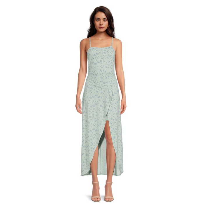 A light green tank dress featuring a wrap skirt