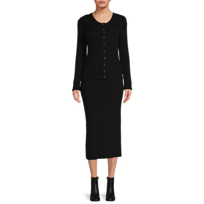 the two-piece set in black worn by a model