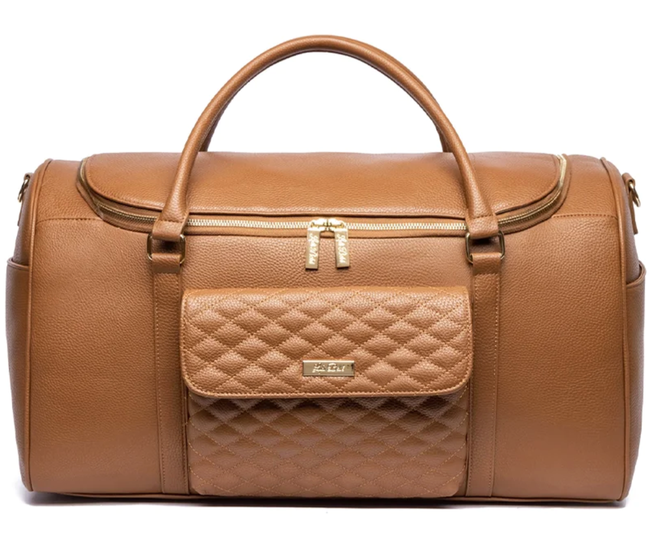 A close-up shot of the stylish Luli Bebé duffle travel bag.