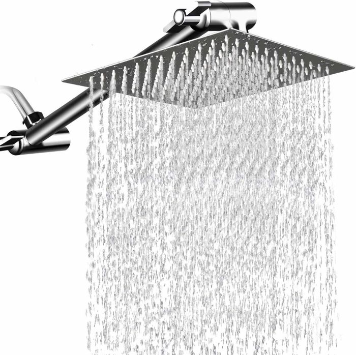 The showerhead with water cascading down like rainfall
