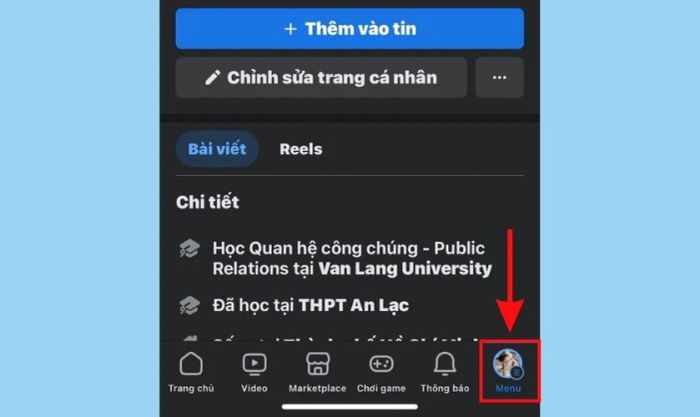 Tìm và nhấn vào biểu tượng Menu ở góc dưới bên phải của màn hình