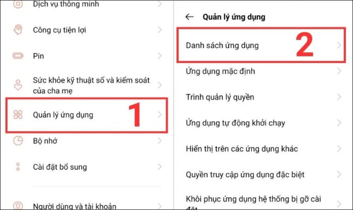 Giải phóng bộ nhớ OPPO bằng cách gỡ cài đặt các ứng dụng không cần thiết