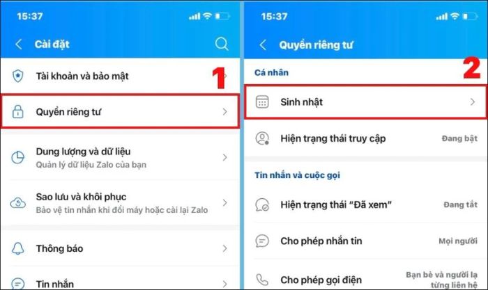 Các bước thực hiện việc ẩn sinh nhật trên Zalo