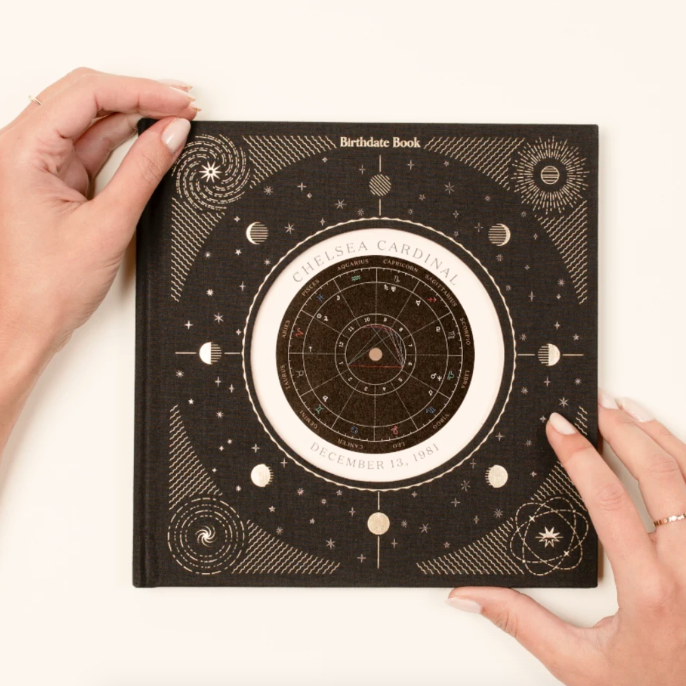 The cover of the astrology book, showcasing its personalized design