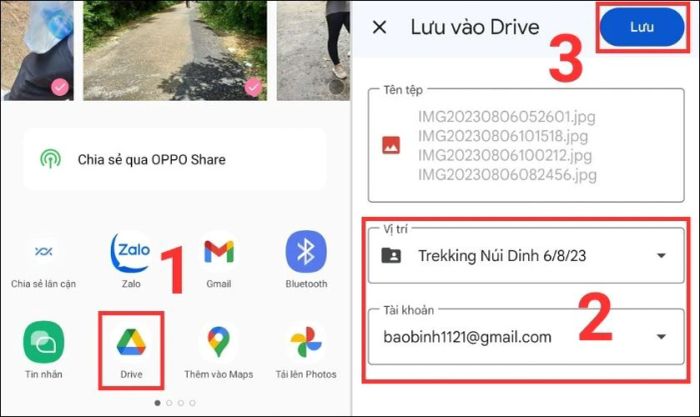 Tải dữ liệu lên Google Drive