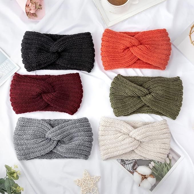 A collection of six headbands in various colors.