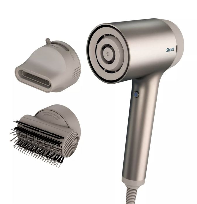 the dryer with comb and smoothing attachments