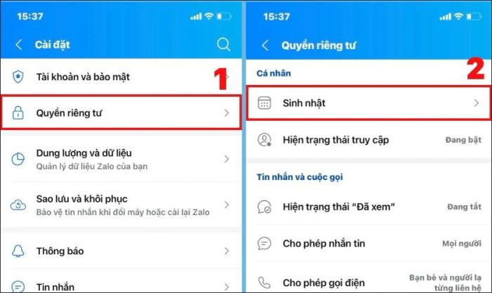 Các bước thực hiện để khôi phục việc ẩn ngày sinh trên Zalo.
