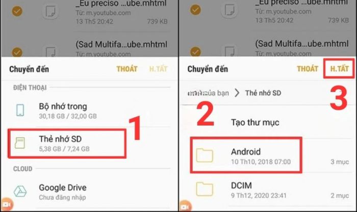 Nhấp vào Thẻ nhớ SD