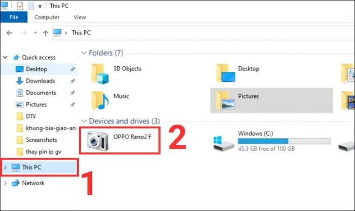 Chọn vào thư mục có tên điện thoại OPPO