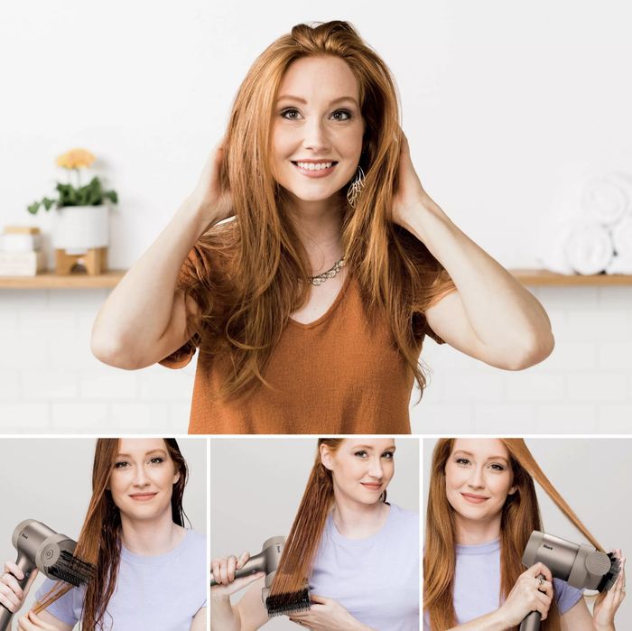 a person using the dryer to get a blowout