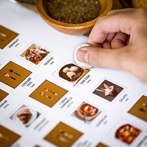 A model scratching off a square with dim sum on it