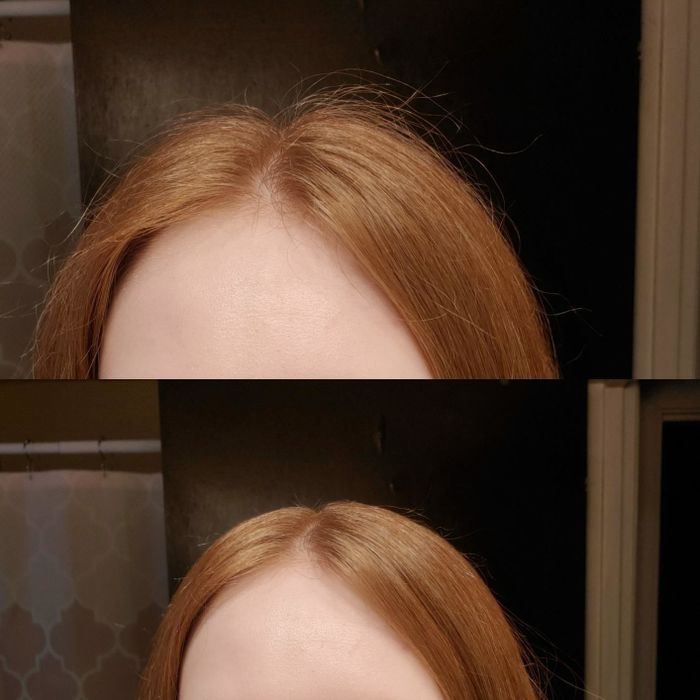 Reviewer’s hair before and after applying the cream stick