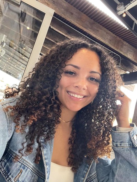 Reviewer's curls after using the diffuser