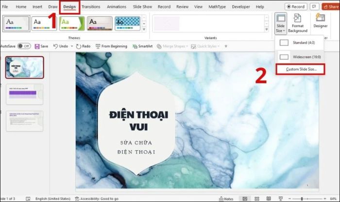 Cách thay đổi thứ tự số trang trong phần mềm trình chiếu
