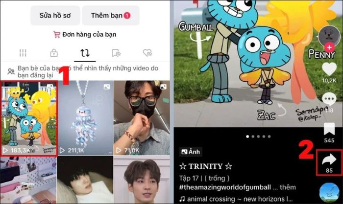Các bước thực hiện hủy đăng lại video trên TikTok