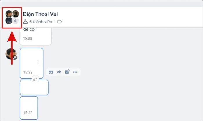 Chọn vào avatar của nhóm để tiếp tục