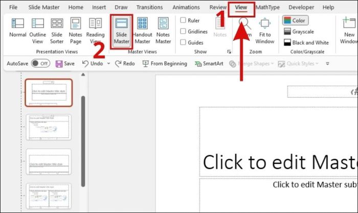 Sử dụng Slide Master để thêm số trang cho bài thuyết trình một cách đơn giản