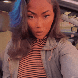 A gif of me showing off my blue and purple hair streaks