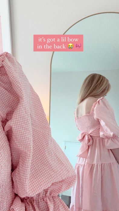 The back of the dress showing the bow that ties at the back