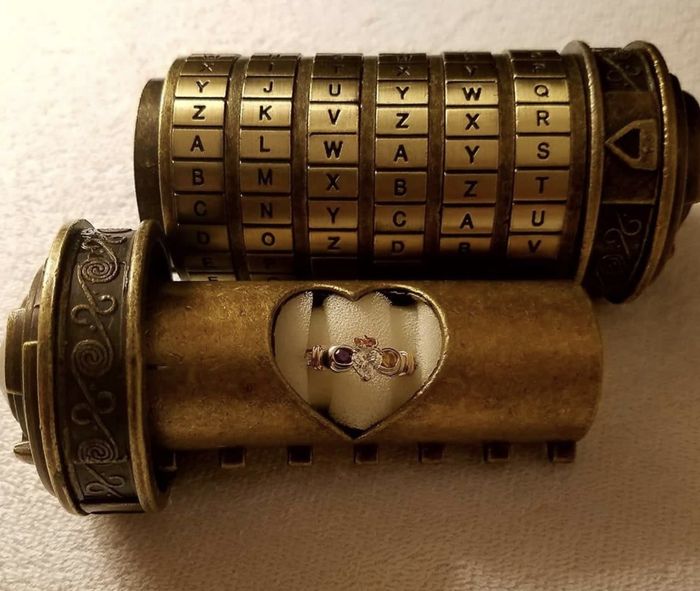 The lock containing a ring inside.