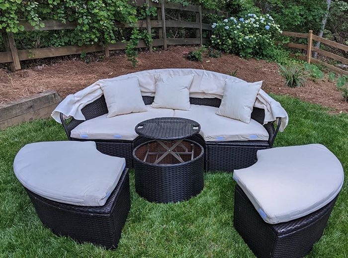 The same daybed reconfigured for additional seating options