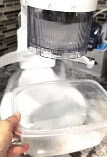 A gif of a reviewer making shaved ice