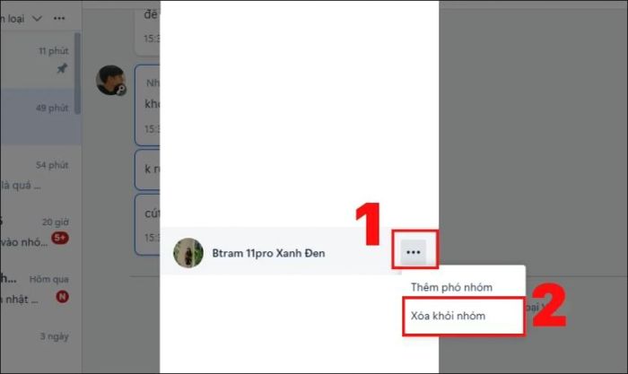 Các bước thực hiện xóa thành viên trên PC
