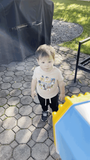 Mytour editor's son having fun with the bubble gun