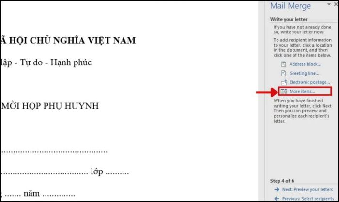Hướng dẫn chi tiết các bước thực hiện trộn thư trong Word