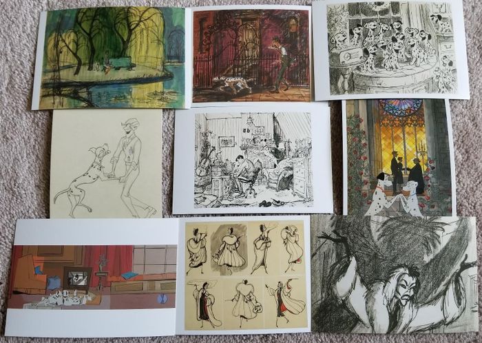 a collection of postcards featuring 101 Dalmatians theme